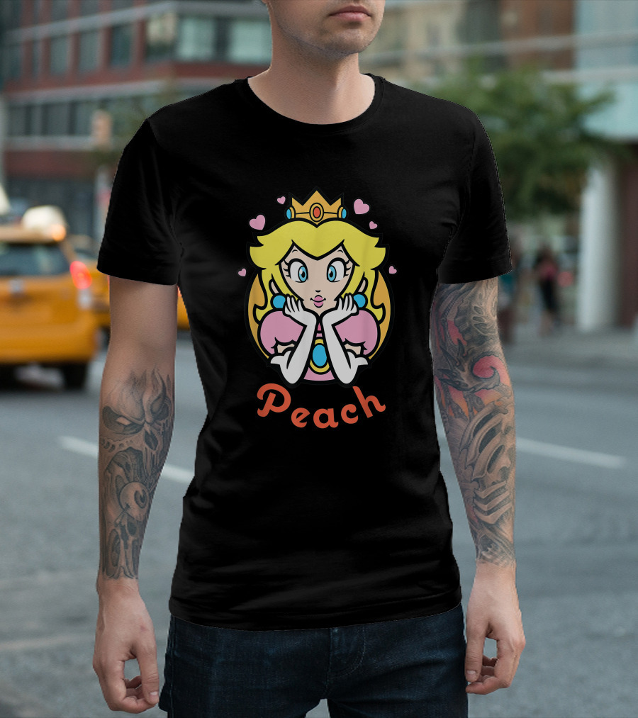 Super Mario Princess Peach with Hearts T-Shirt