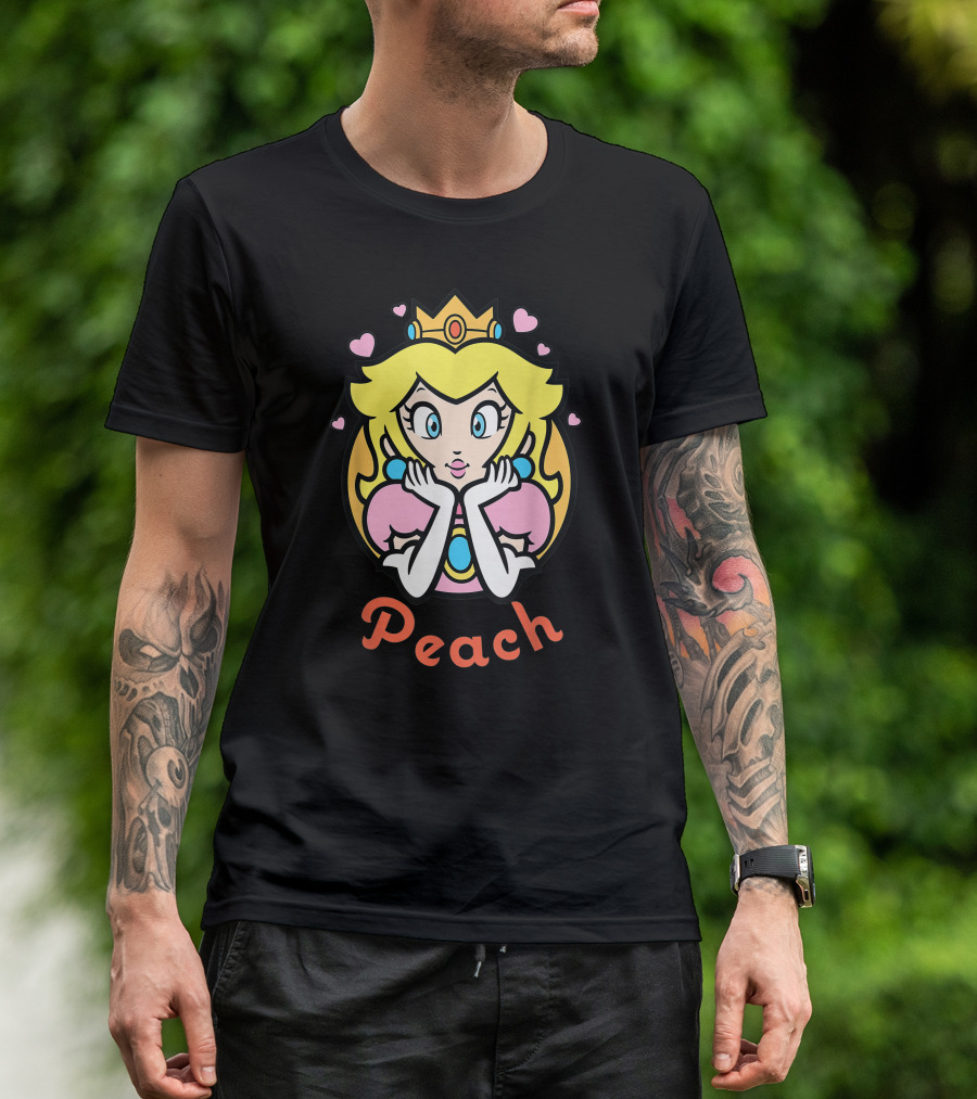 Super Mario Princess Peach With Hearts T-Shirt