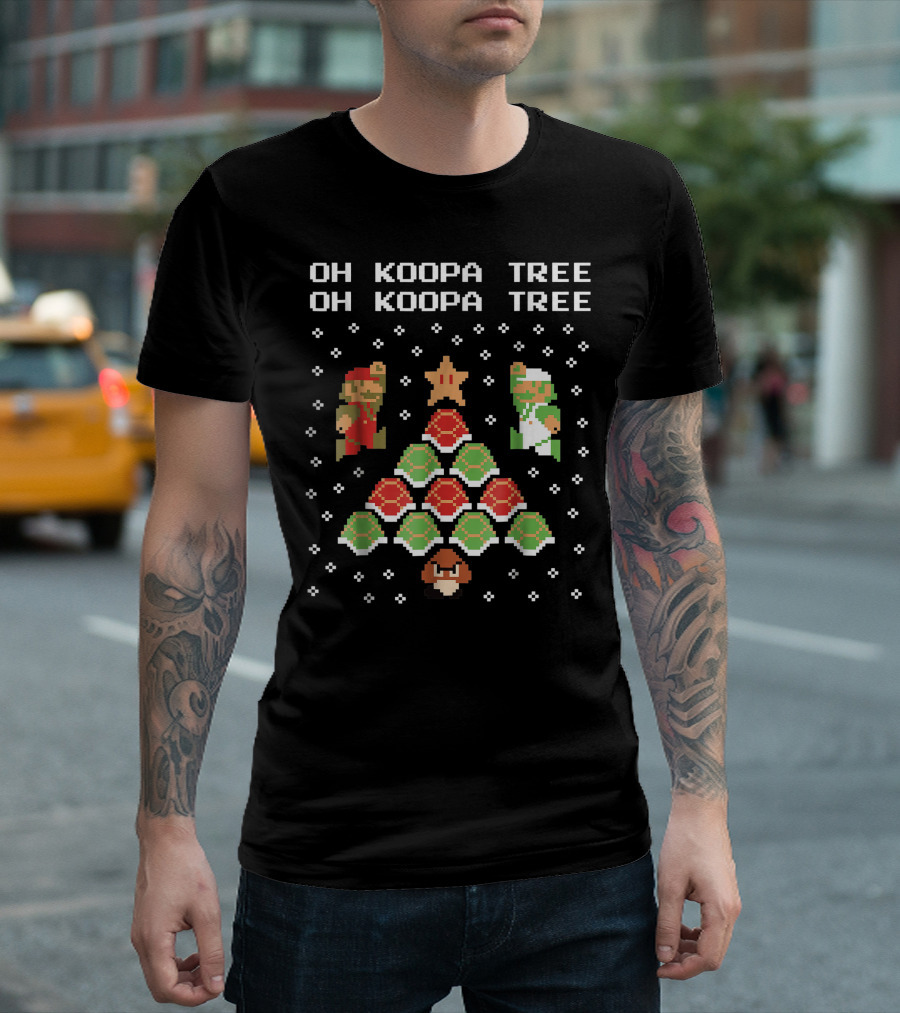 Oh Koopa Tree Mario Goomba Christmas Pixel T-Shirt