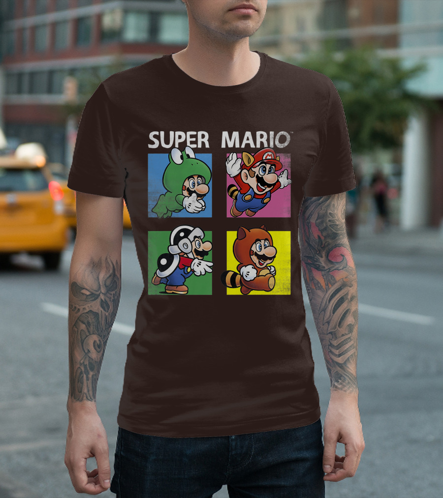 Super Mario Frog Tanooki Hammer Raccoon Costumes T-Shirt