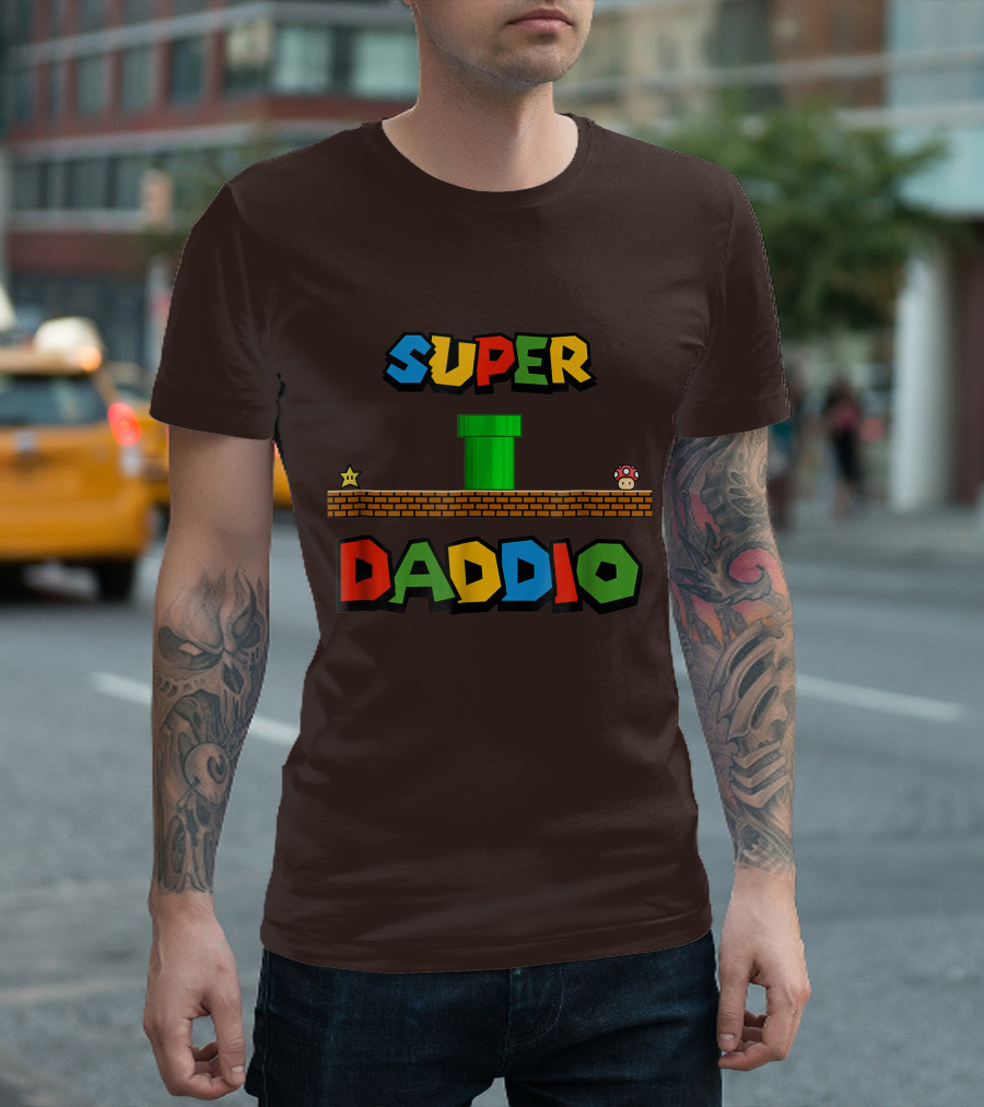 Nerdy Super Daddio Mario Pipe Star Mushroom T-Shirt