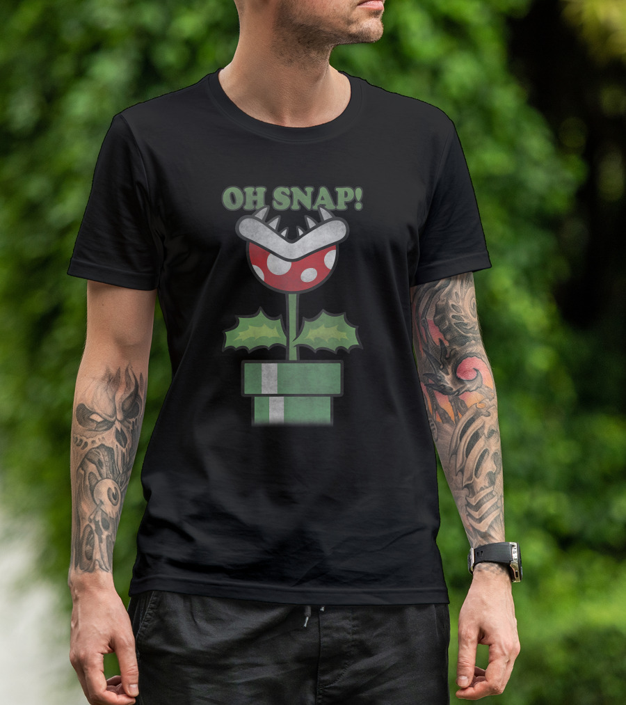 Oh Snap Piranha Plant Christmas Super Mario T-Shirt