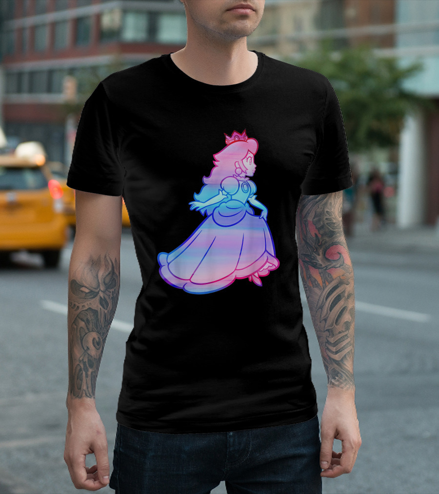 Super Mario Princess Peach Neon Gradient T-Shirt