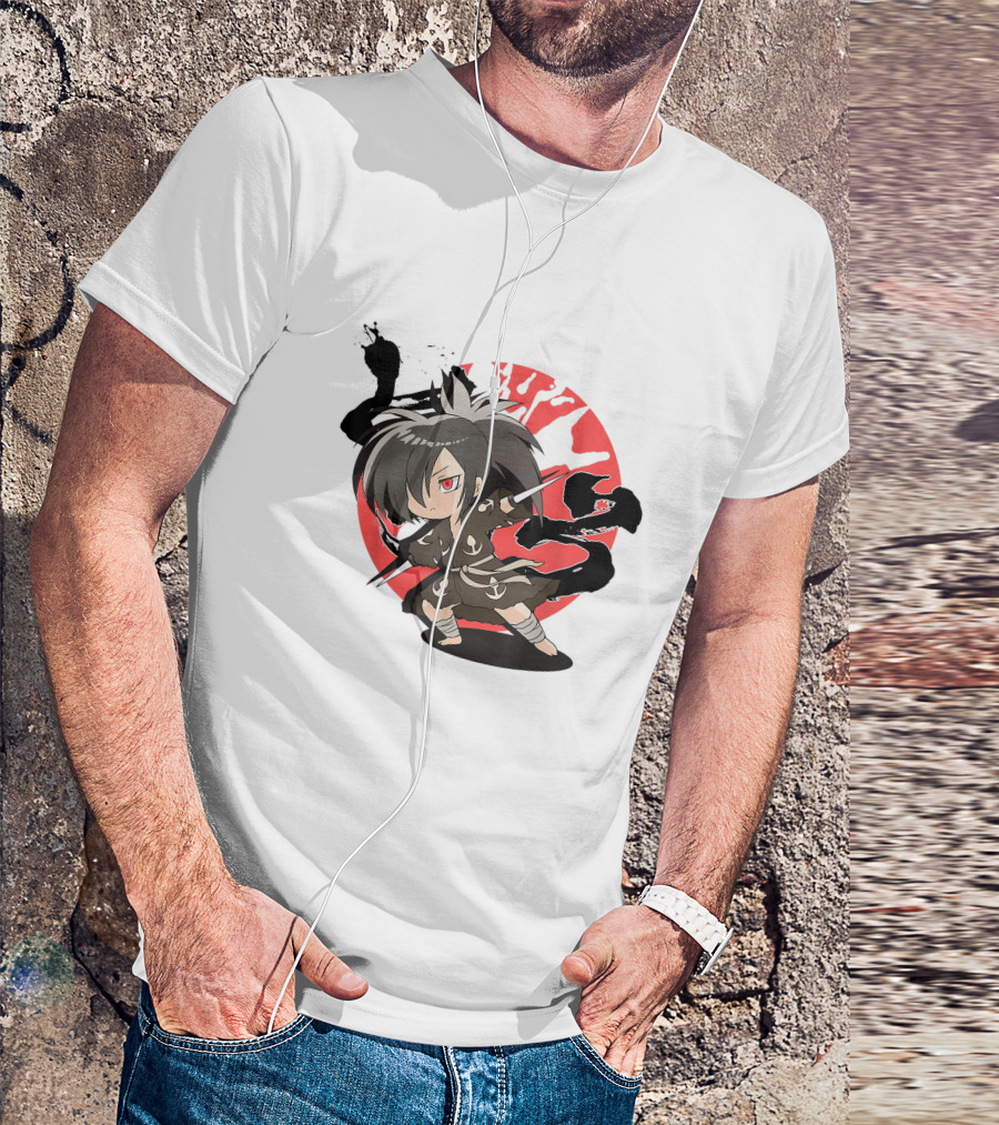 Dororo Hyakkimaru Chibi Samurai Red Sunburst Anime T-Shirt