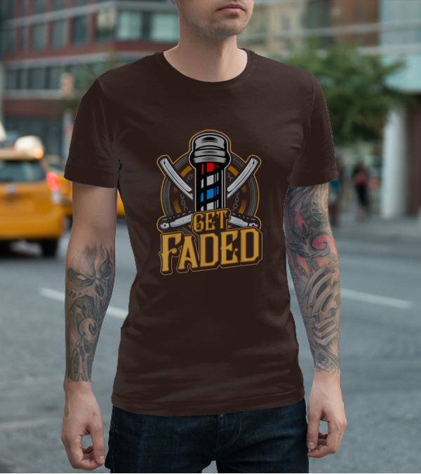 Get Faded Barber Pole Straight Razor T-Shirt