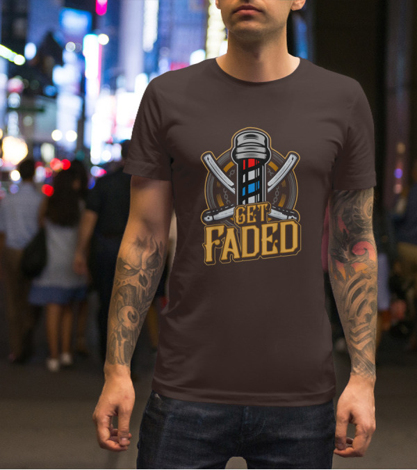Get Faded Barber Pole Straight Razor T-Shirt