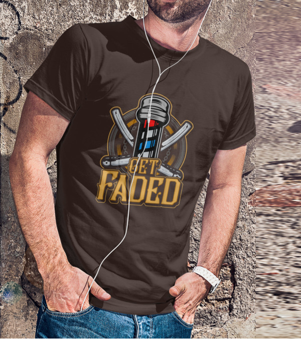Get Faded Barber Pole Straight Razor T-Shirt