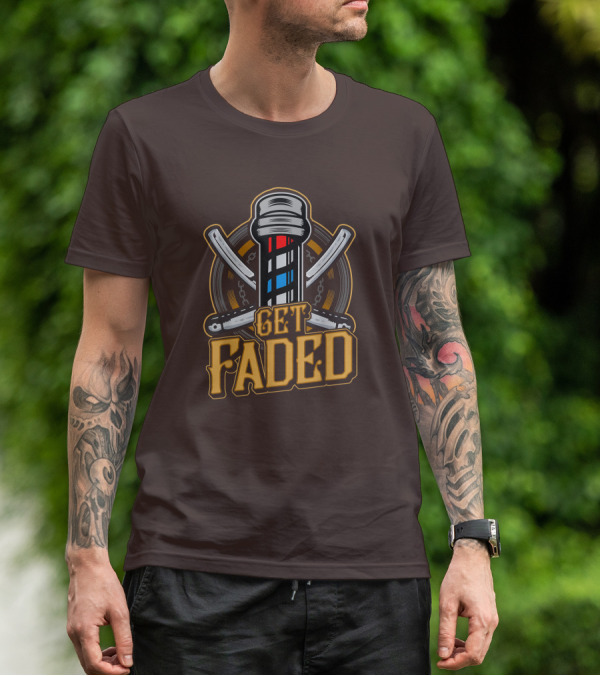 Get Faded Barber Pole Straight Razor T-Shirt