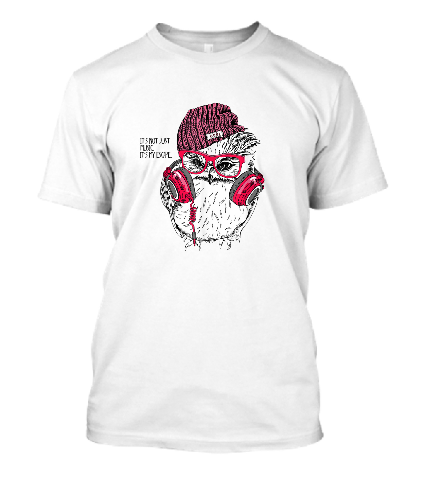 Cool Owl Listening To Music It's Not Just Music It's My Escape Owl Lovers T-Shirt