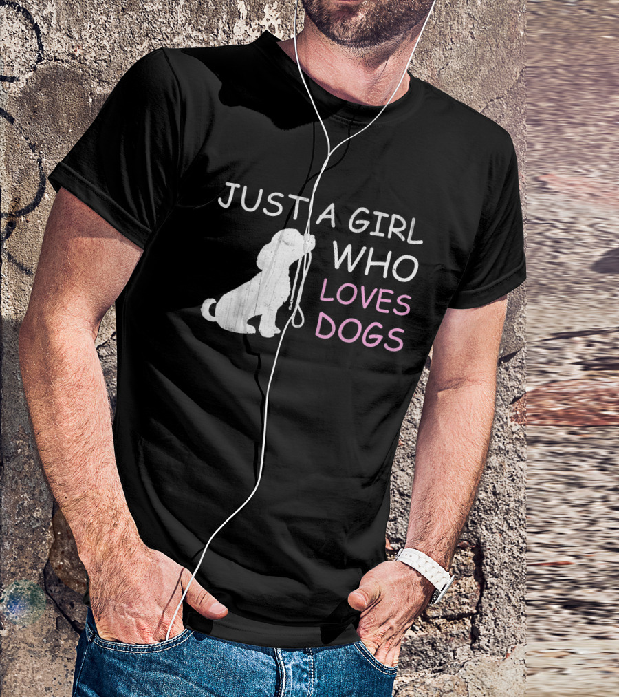 Just A Girl Who Loves Dogs With Leash T-Shirt