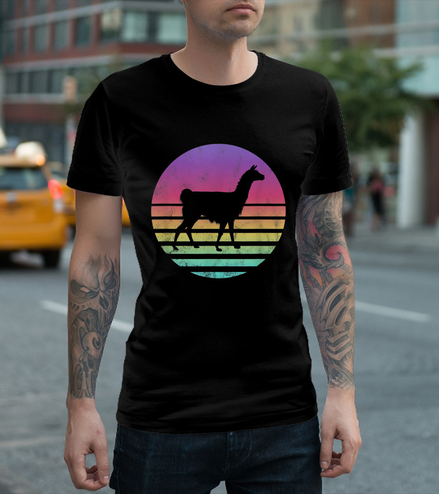 Classic Llama Retro Sunset T-Shirt