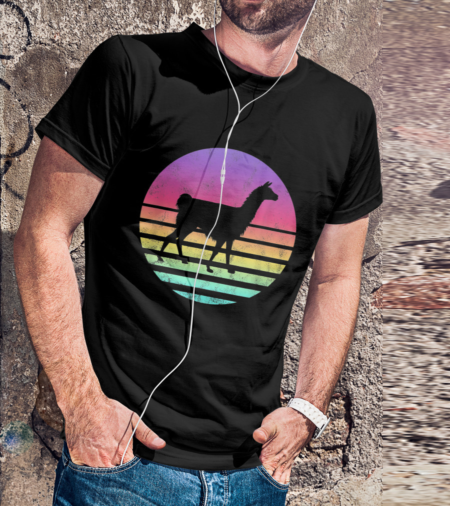 Classic Llama Retro Sunset T-Shirt