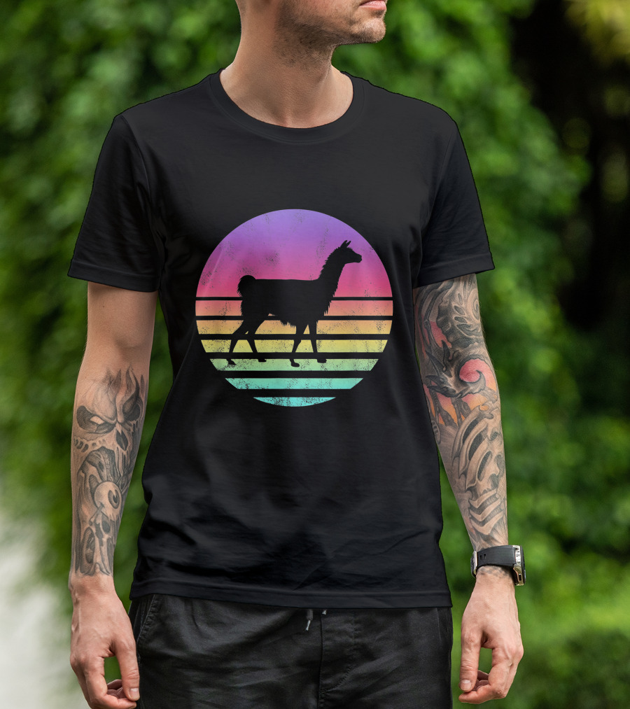 Classic Llama Retro Sunset T-Shirt