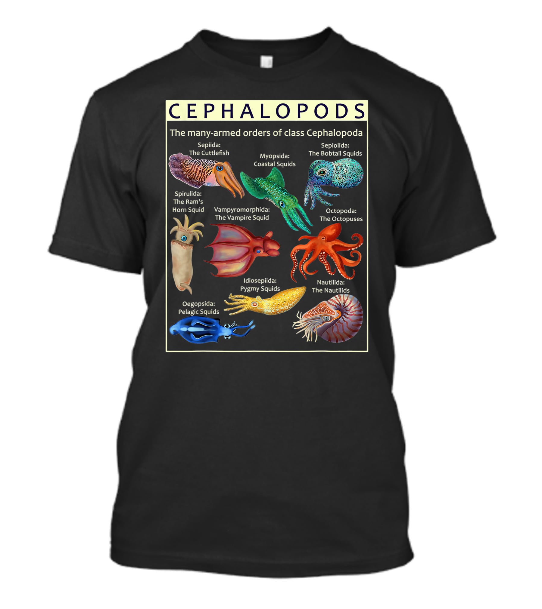 Cephalopods The Many-Armed Orders Of Class Cephalopoda Octopoda The Octopus T-Shirt