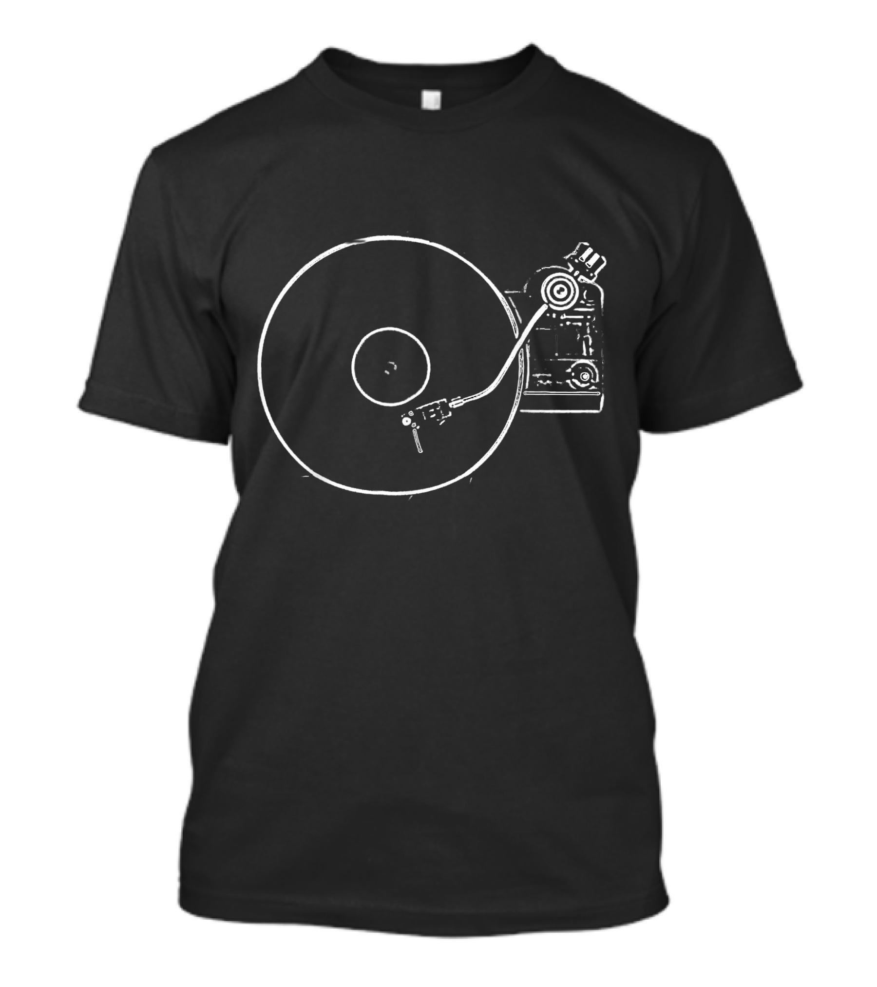 Vinyl Record Player Sketch Drawing Retro Music Turntable T-Shirt