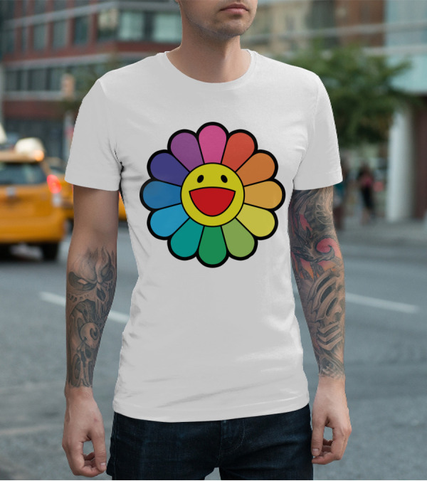 Takashi Murakami Smiling Flower Rainbow Colors T-Shirt