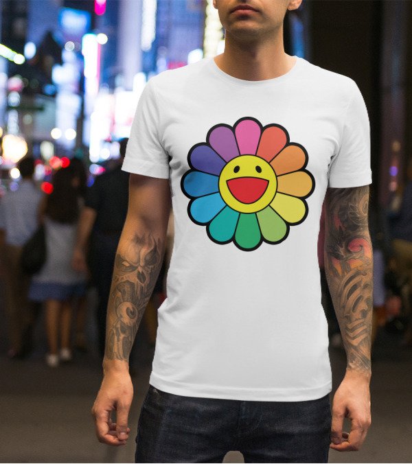 Takashi Murakami Smiling Flower Rainbow Colors T-Shirt