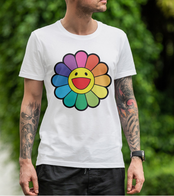 Takashi Murakami Smiling Flower Rainbow Colors T-Shirt