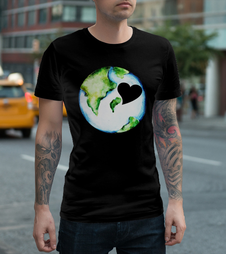 Love The Mother Earth Day Heart Globe Conservation Message T-Shirt