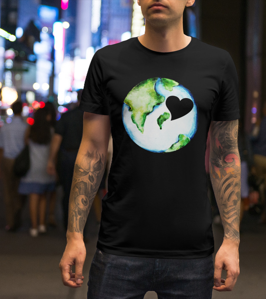 Love The Mother Earth Day Heart Globe Conservation Message T-Shirt