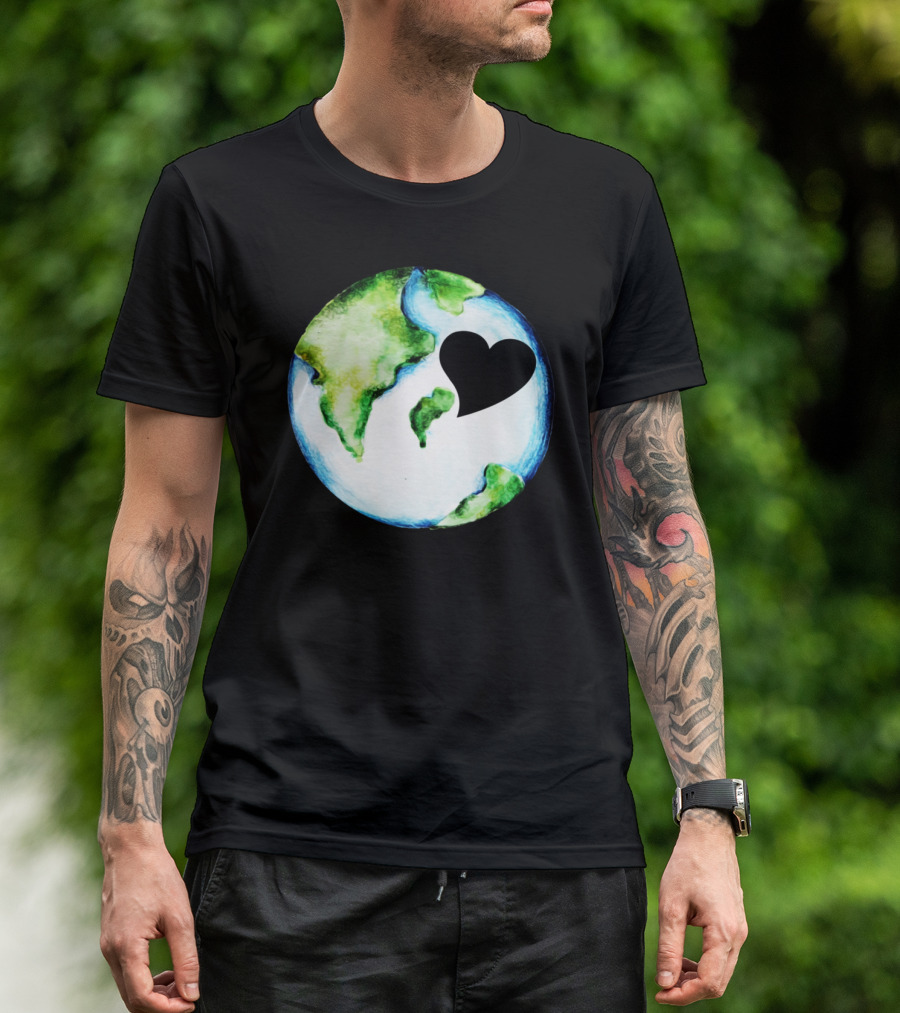 Love The Mother Earth Day Heart Globe Conservation Message T-Shirt