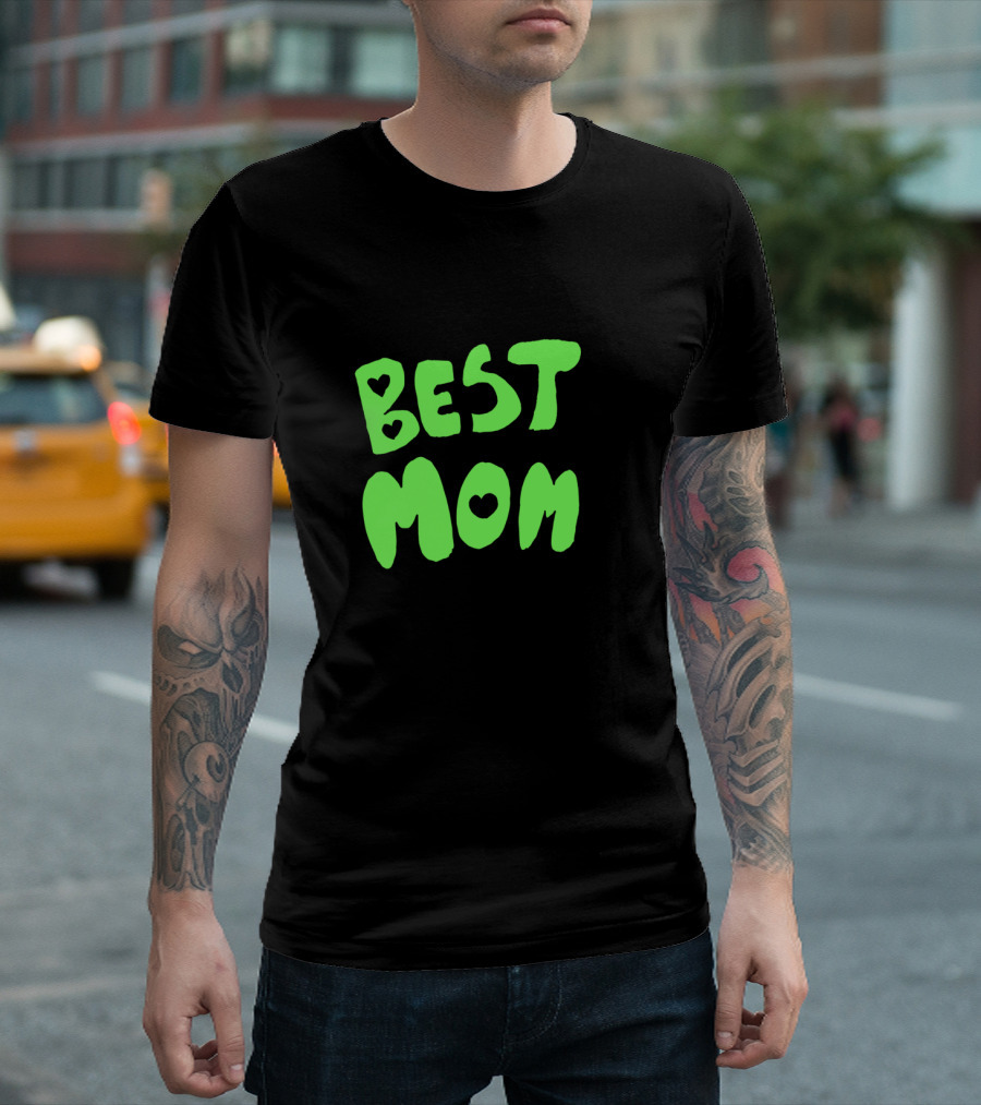 Best Mom Cute Cat Heart Lettering T-Shirt