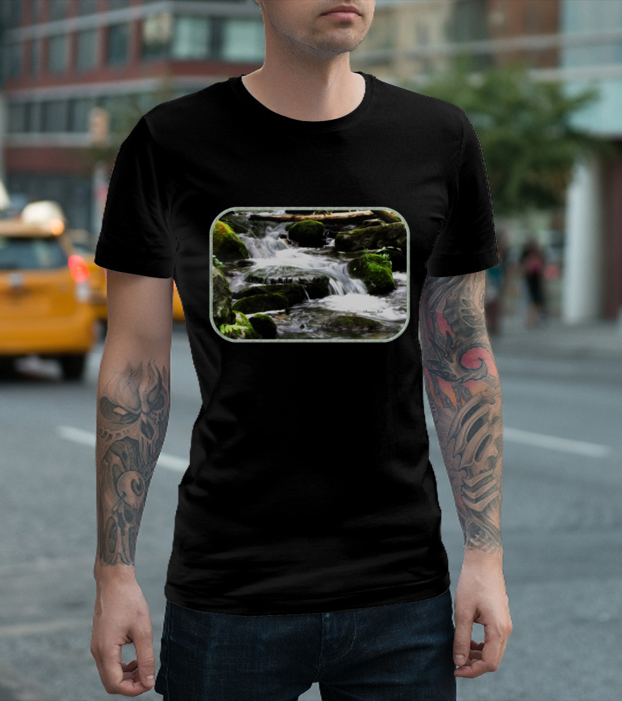 Flowing Stream Over Mossy Rocks - Letting Mother Nature Have Her Way T-Shirt