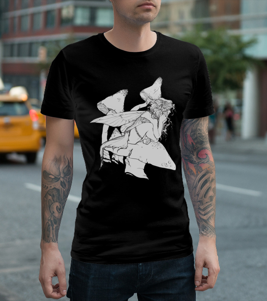 Lazy Afternoon Enchanting Fairy with Mushroom Forest Fantasy Scene T-Shirt