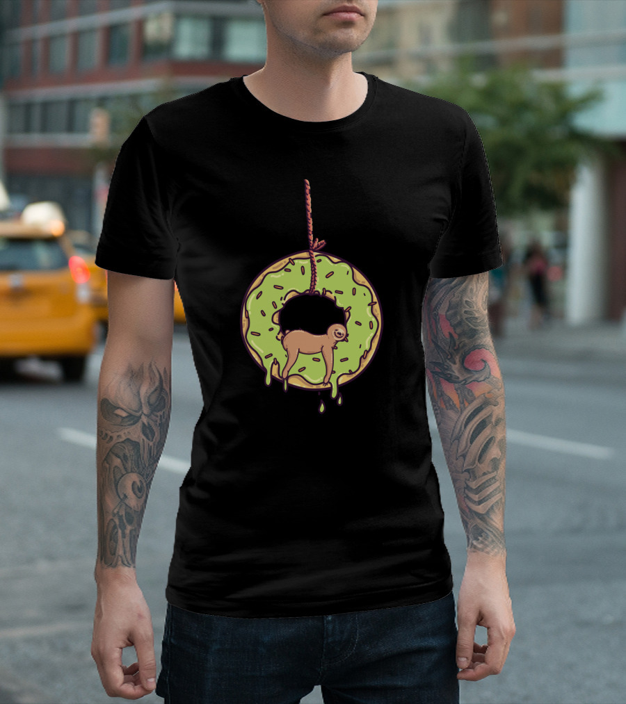 Sloth Hanging In A Donut With Dripping Glaze And Rope Dough Not Sloth T-Shirt