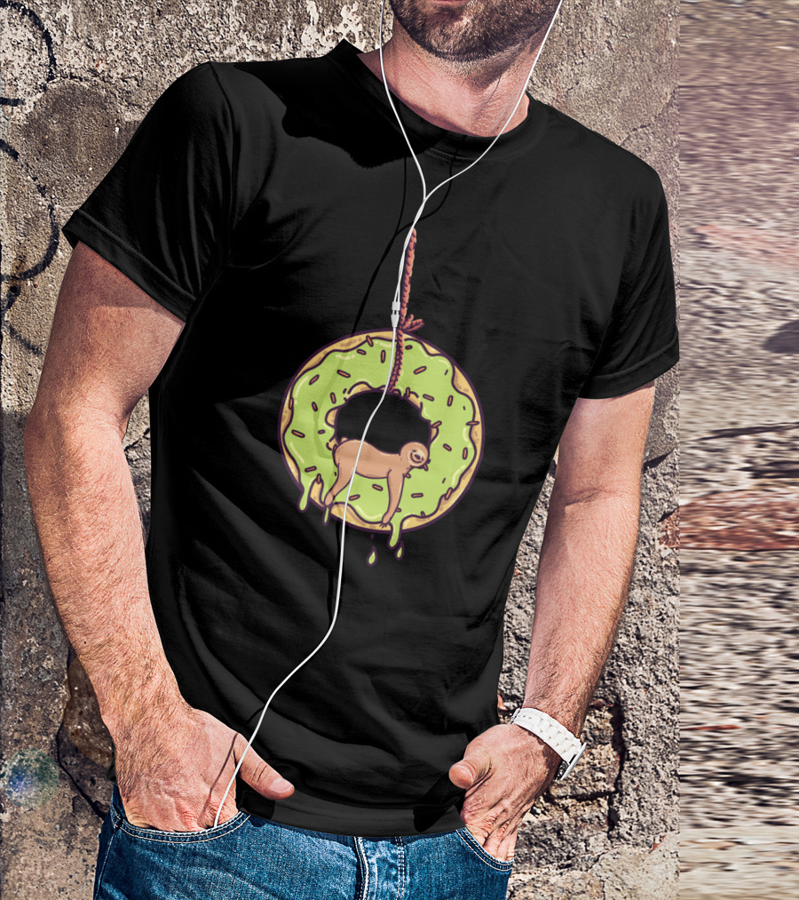 Sloth Hanging In A Donut With Dripping Glaze And Rope Dough Not Sloth T-Shirt