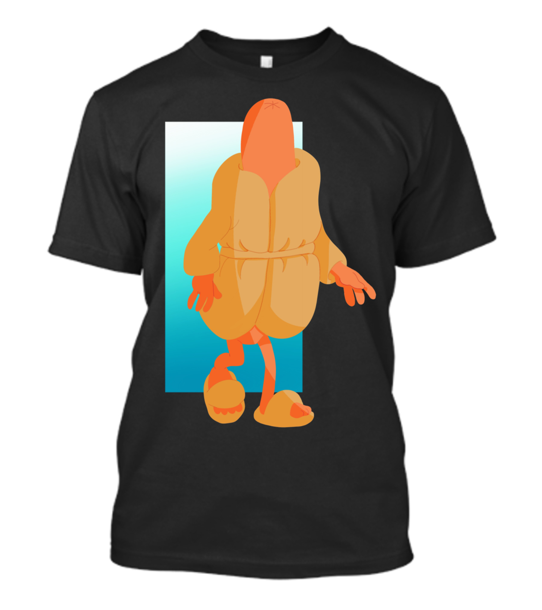 Hot Dog Lounge Cozy Cartoon Character In Bathrobe And Slippers T-Shirt