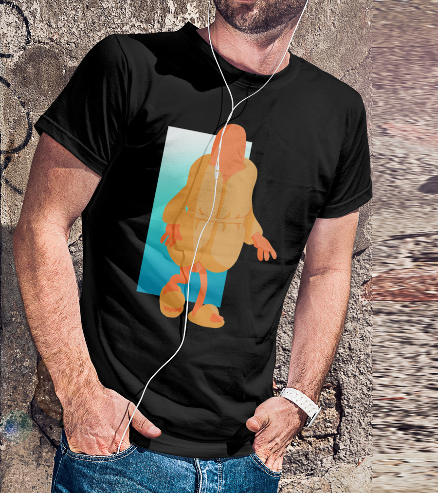 Hot Dog Lounge Cozy Cartoon Character In Bathrobe And Slippers T-Shirt