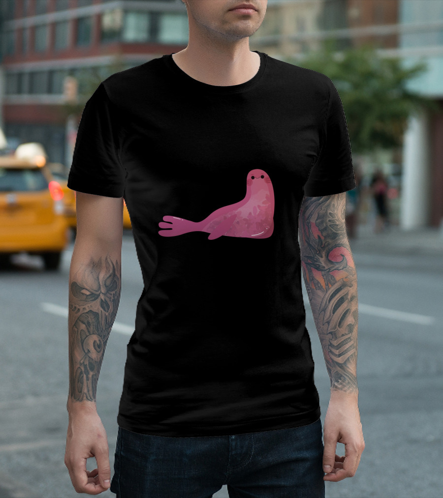 SealLazy Cute Pink Seal with Whimsical Floral T-Shirt