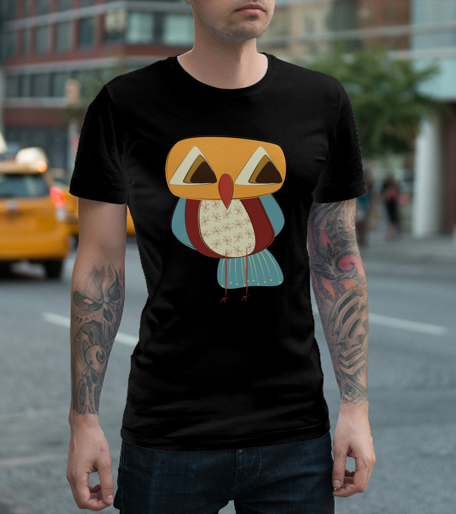 Sad Owl Geometric Retro T-Shirt