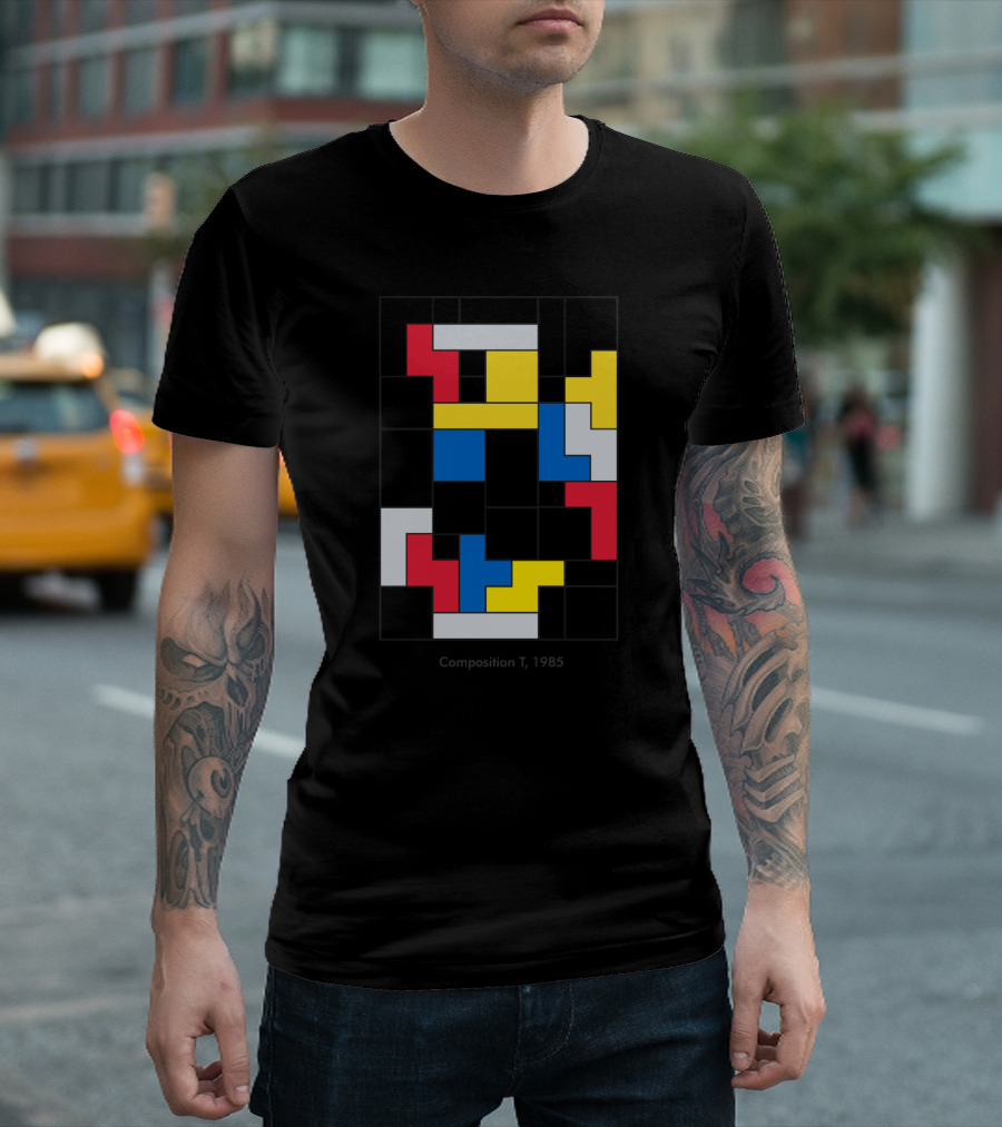 Composition T 1985 Geometric Modernist Color Blocks T-Shirt