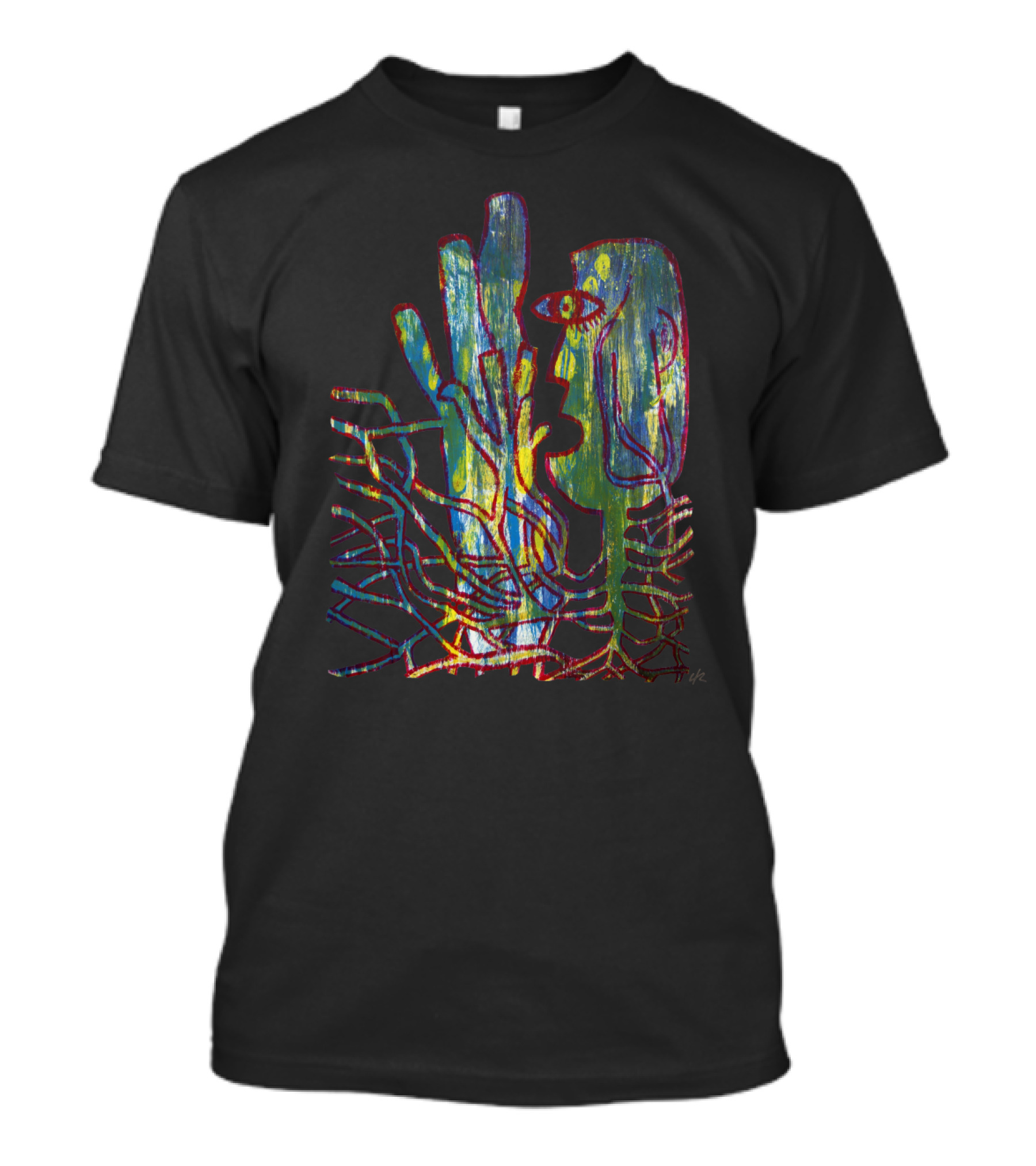 I Shall Rise Like Flames Vibrant Abstract Figure With Eye In Colorful Entwined T-Shirt