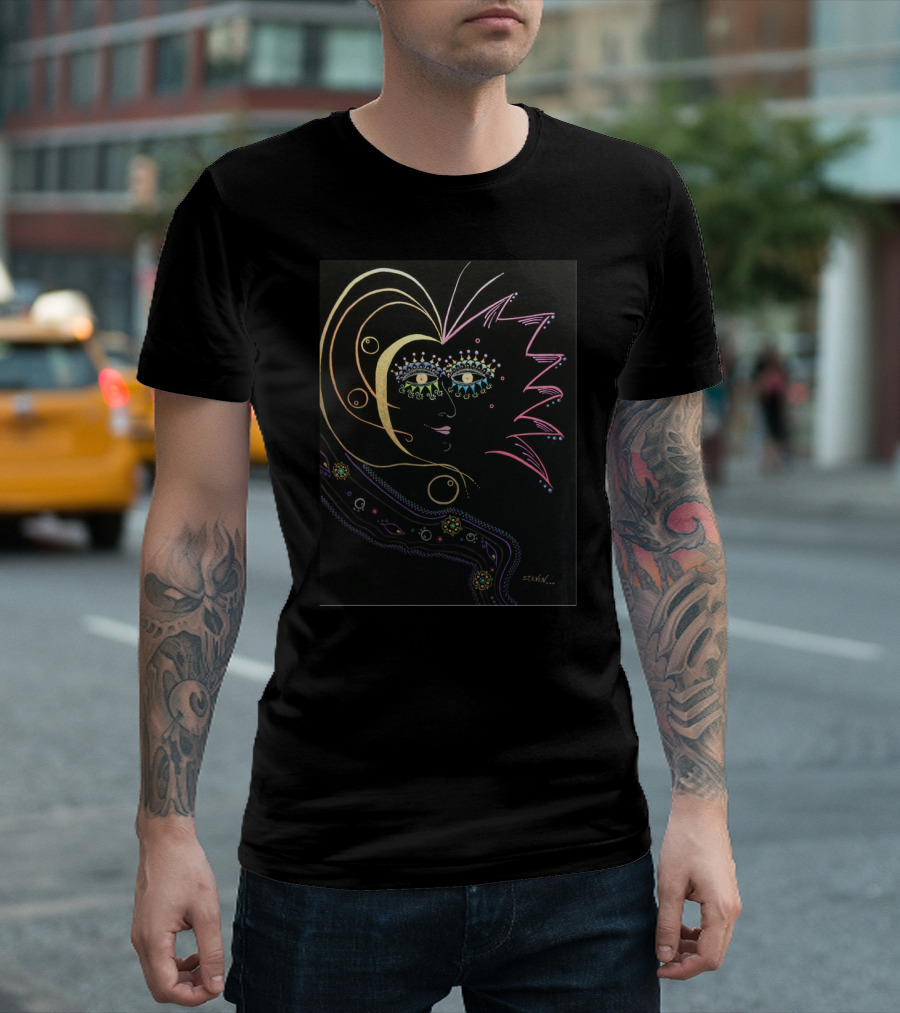 Night and Day Mardi Gras Mask Art Nouveau T-Shirt