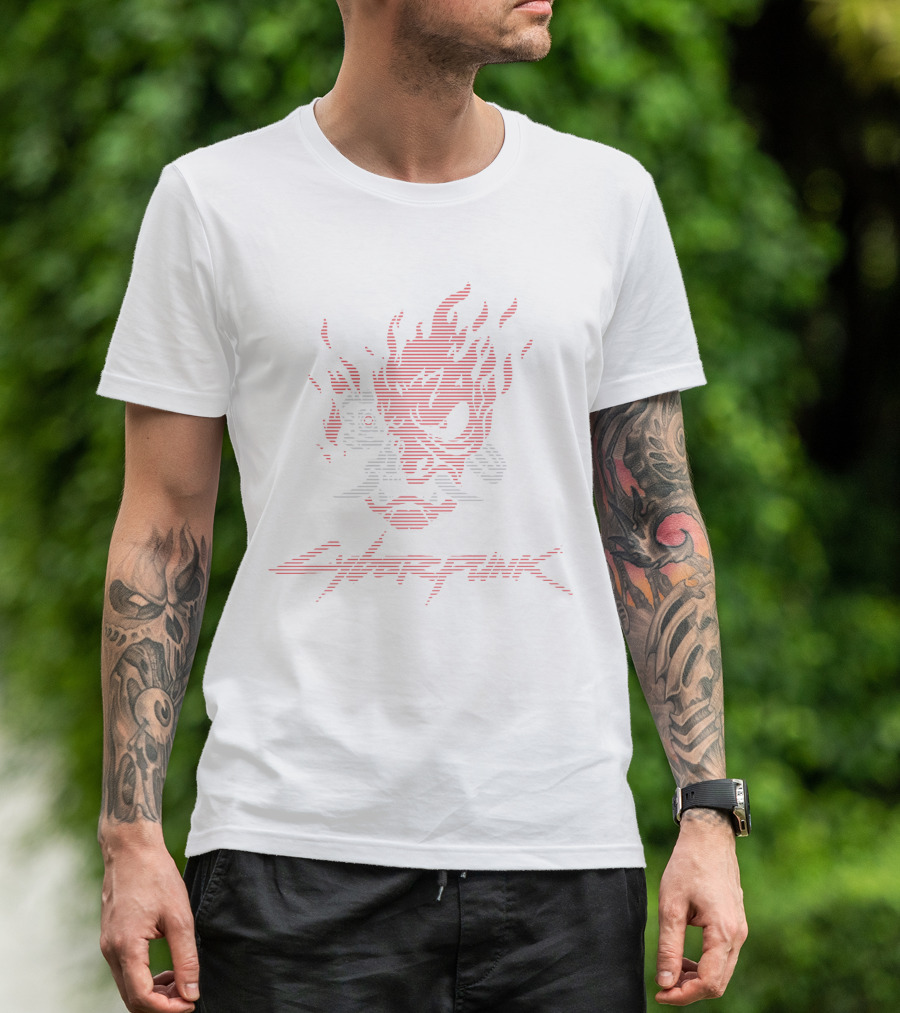 Cyberpunk Flaming Skull And Pistol Fusion T-Shirt