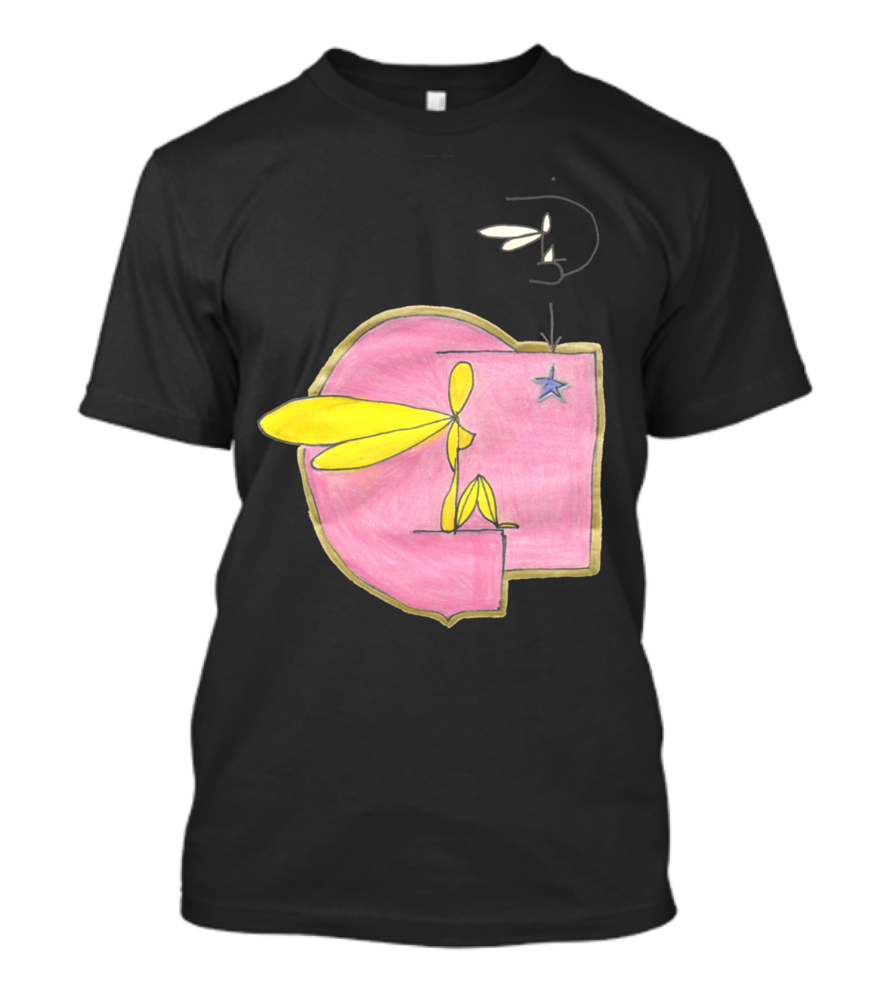 Flyin Maat Peach Abstract Figure With Star And Wings T-Shirt