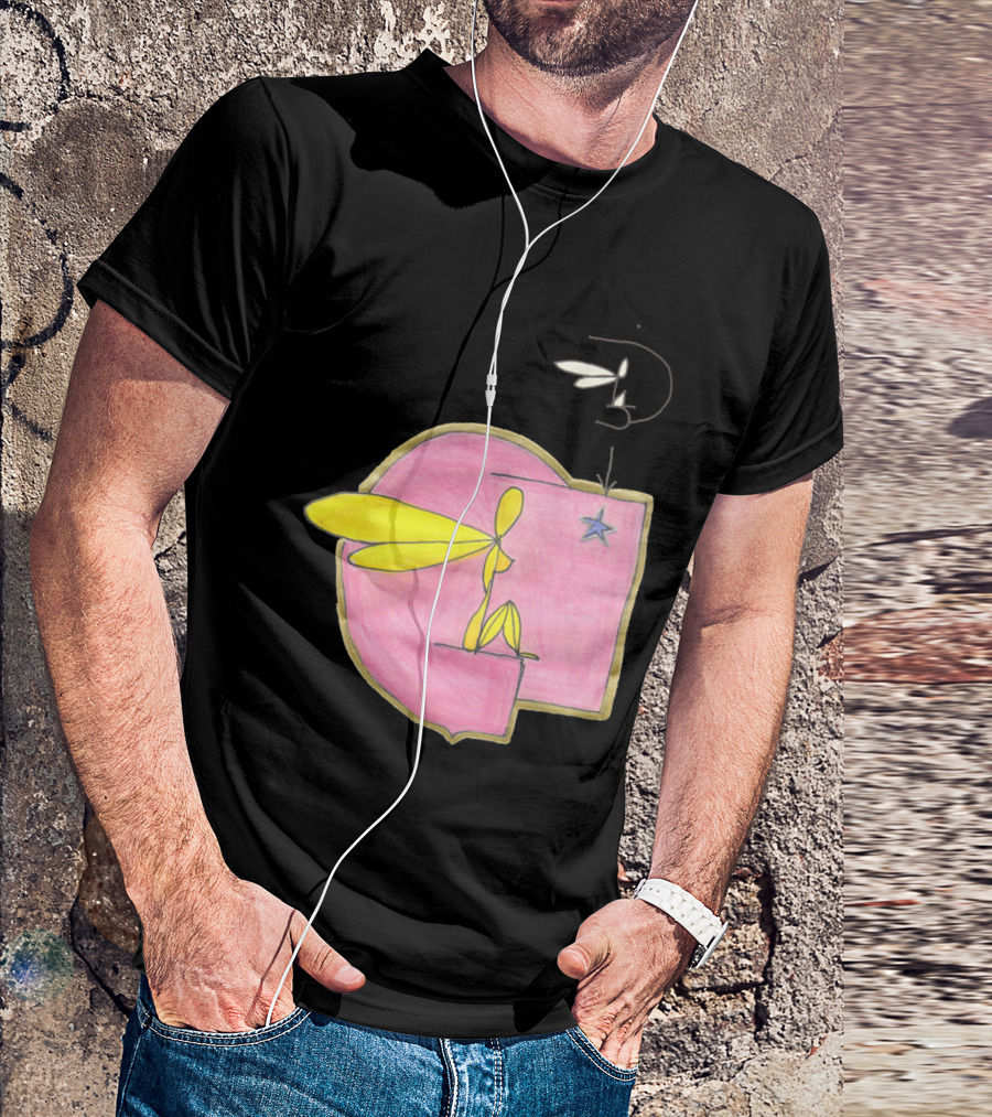 Flyin Maat Peach Abstract Figure With Star And Wings T-Shirt