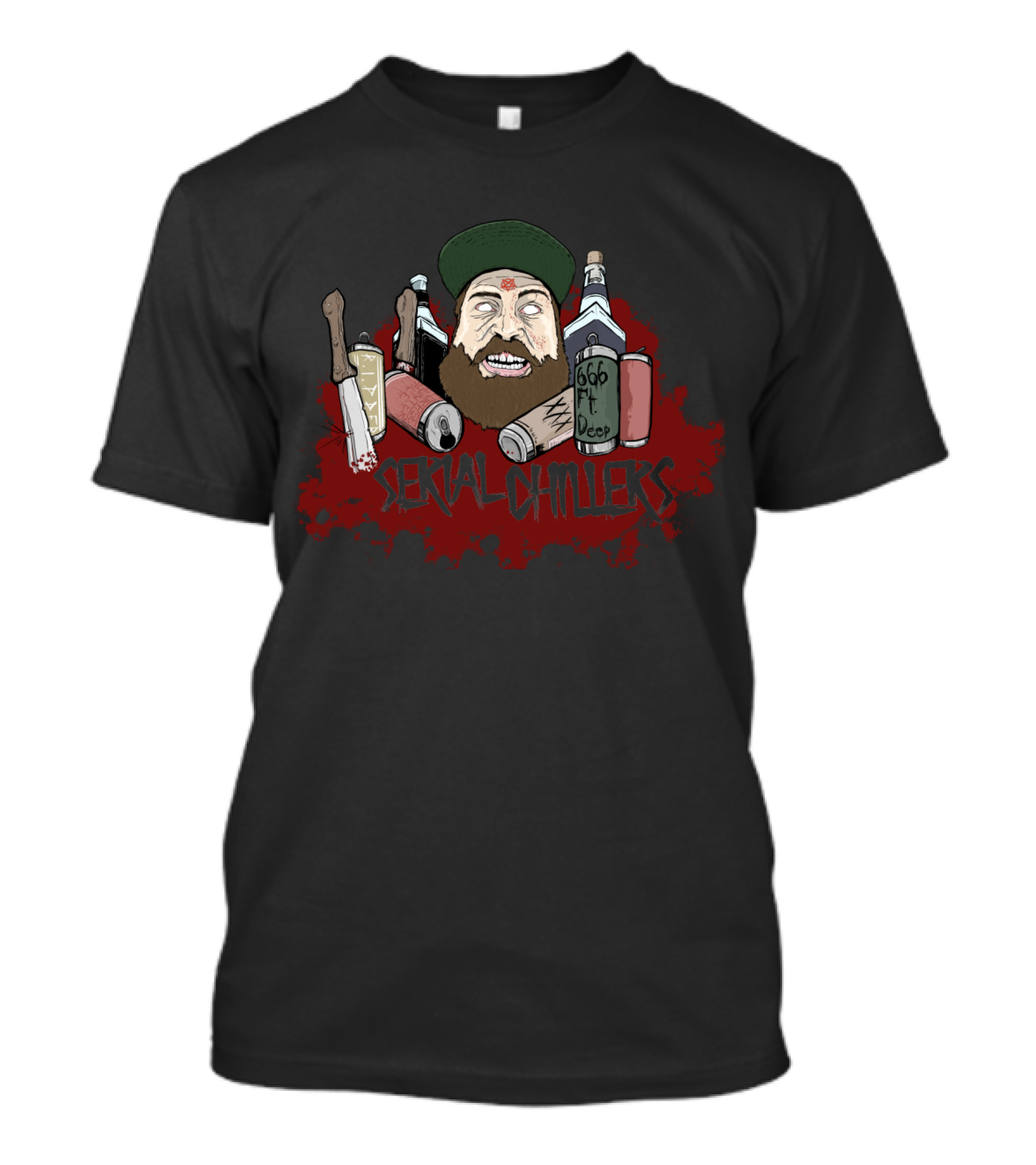 Serial Chillers 666 Ft Deep Murderous Bearded Character T-Shirt
