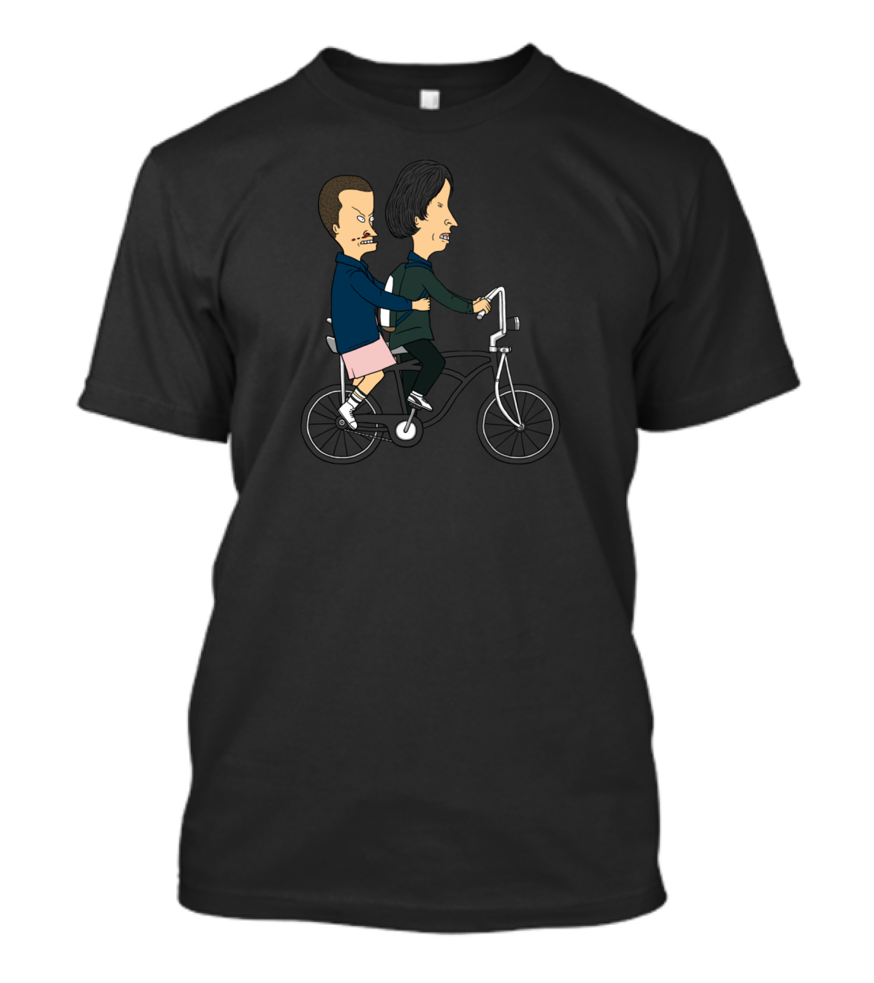 Strangely Stupid Animated Duo Riding Bike T-Shirt