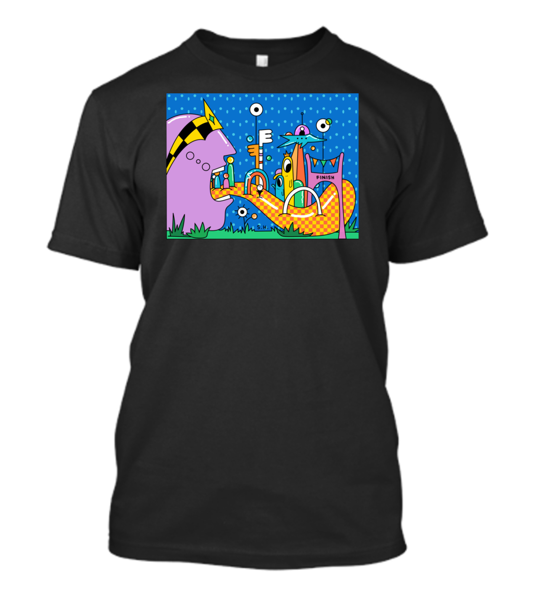 Croquet Adventure With Finish Line And Surreal Abstract Shapes T-Shirt