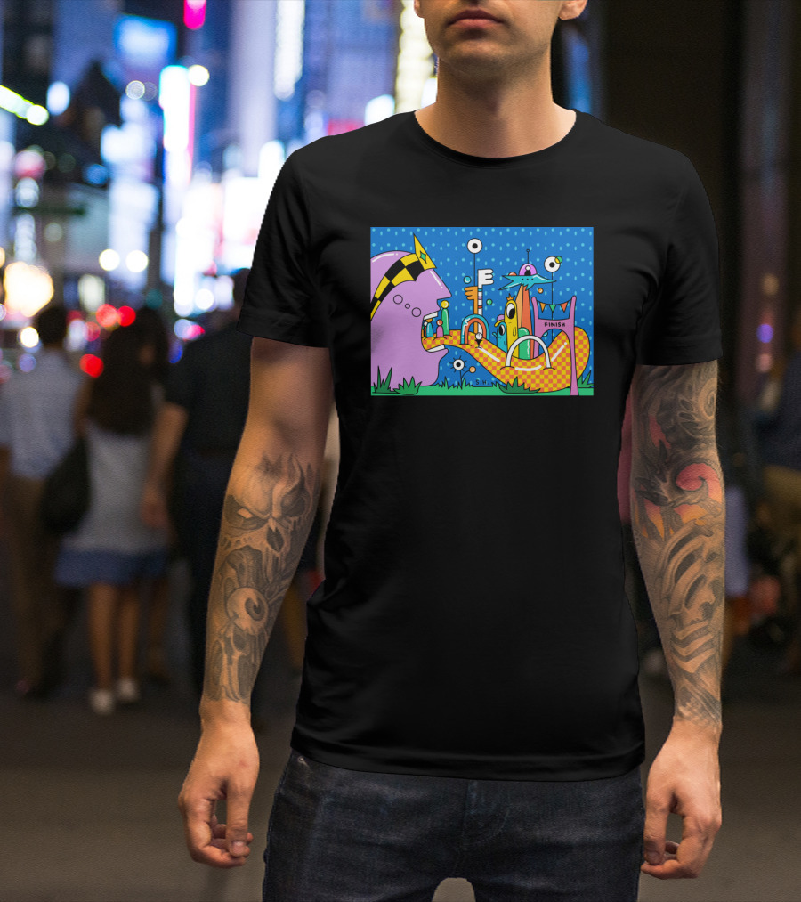 Croquet Adventure With Finish Line And Surreal Abstract Shapes T-Shirt