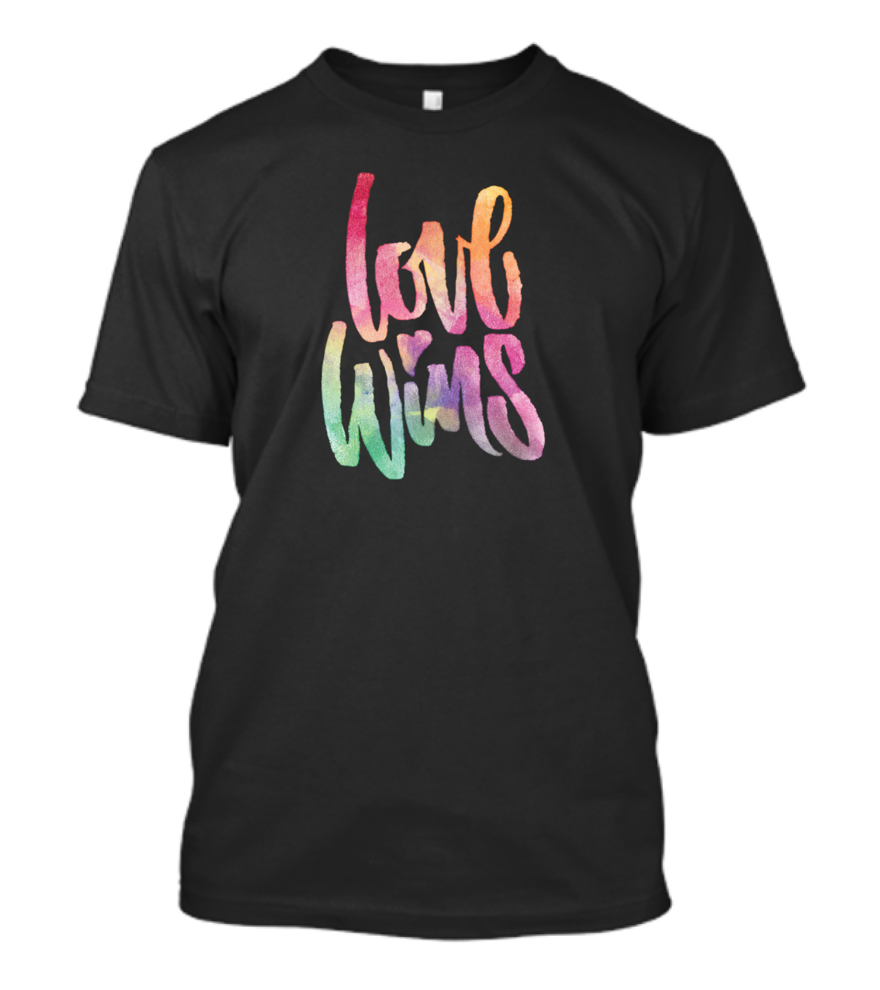 Love Wins Rainbow Watercolor Typography T-Shirt