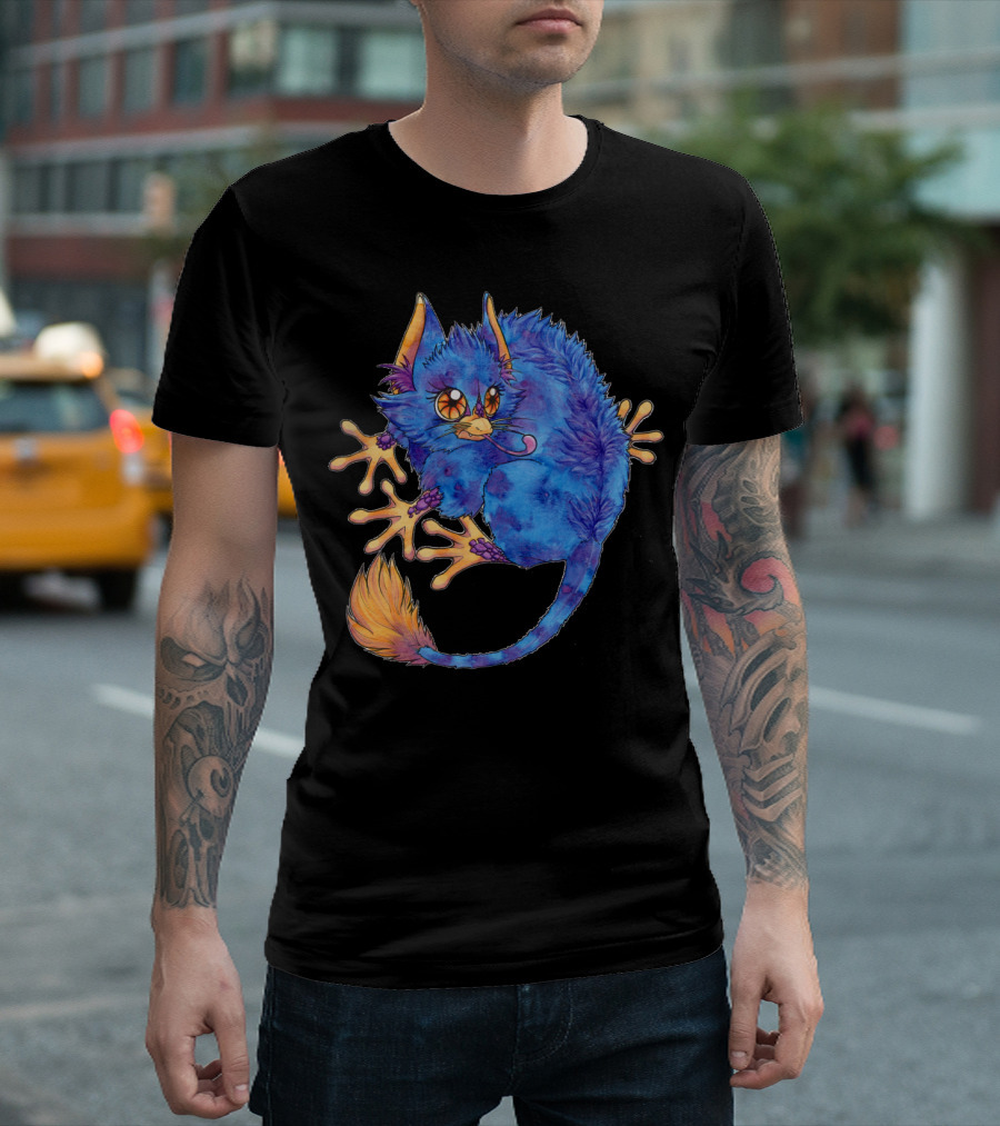 Fluffernut Blue Fantasy Creature With Orange Eyes And Wild Hair T-Shirt
