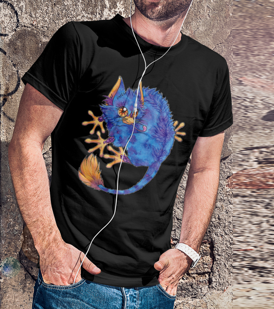 Fluffernut Blue Fantasy Creature With Orange Eyes And Wild Hair T-Shirt