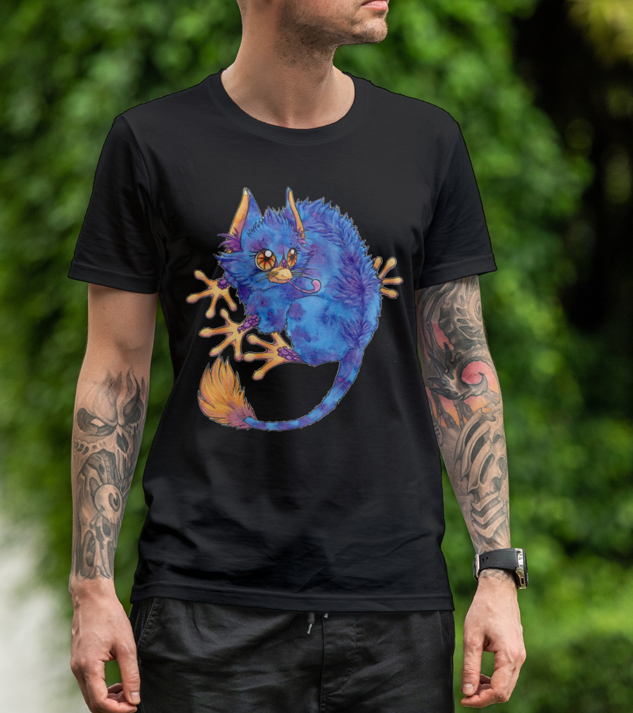 Fluffernut Blue Fantasy Creature With Orange Eyes And Wild Hair T-Shirt