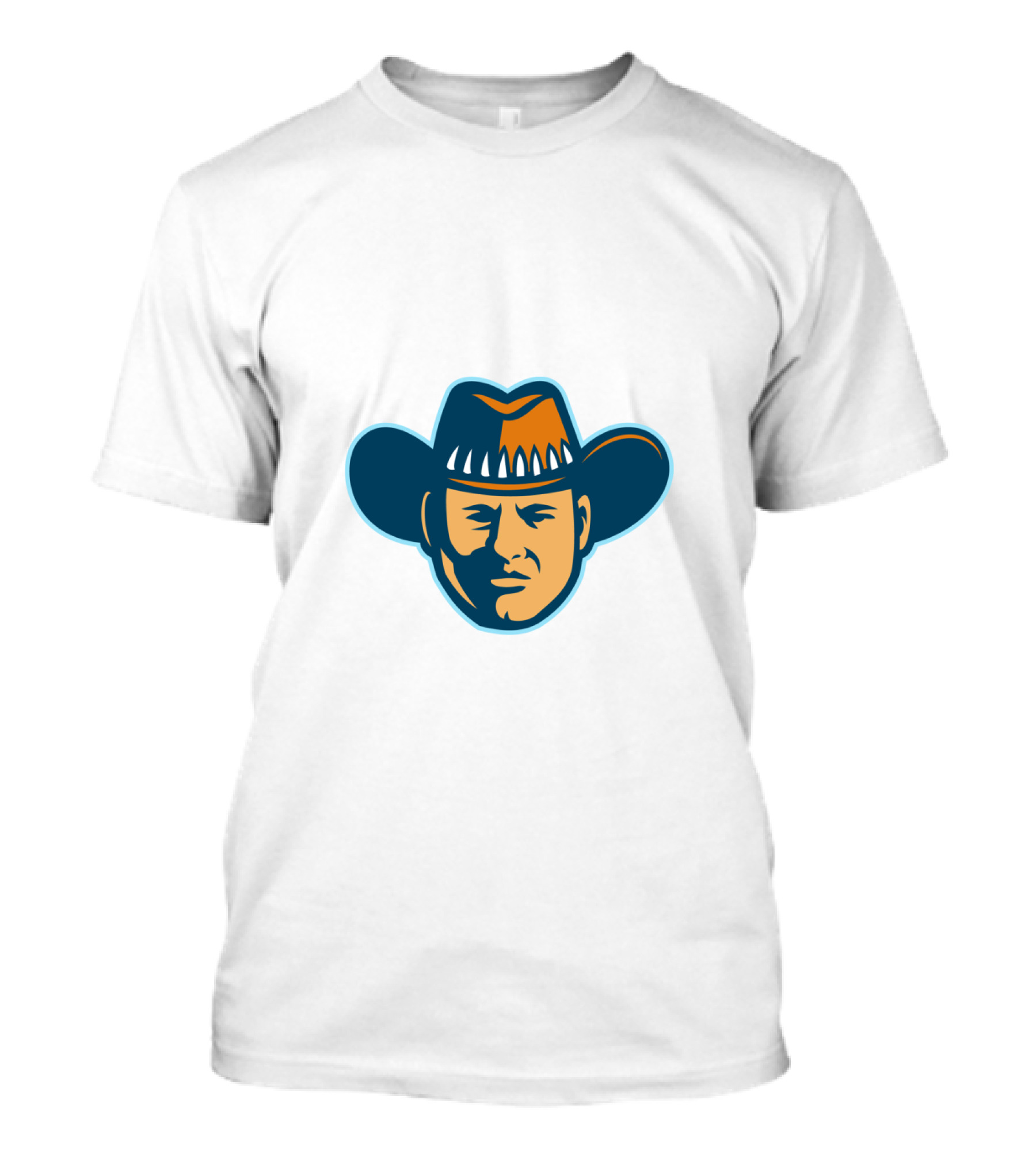 Australian Stockman Head Mascot Icon In Cowboy Hat T-Shirt