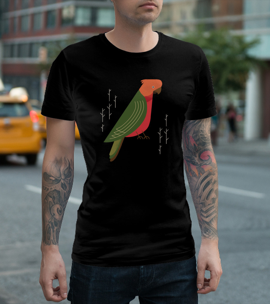 Hello Australian King Parrot With Minimalist Forest Branches T-Shirt
